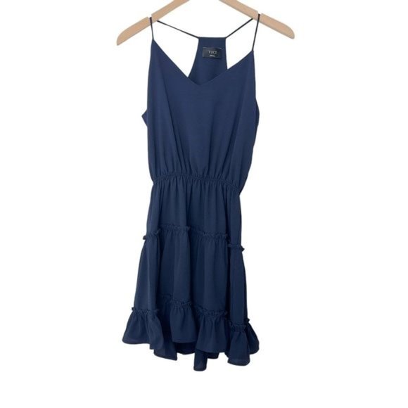 VICI Karty Ruffle Tiered Dress - Navy - Small NEW - Picture 3 of 8